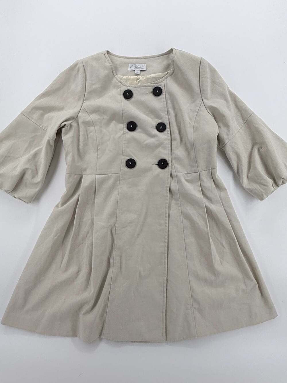 Charmed by Nancy Rose Jacket Size L Beige Double Breasted Metallic Shimmer